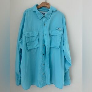 World Wide Sportsman Shirt Men 4XL Blue Long Sleeve Button Up Pockets Vented